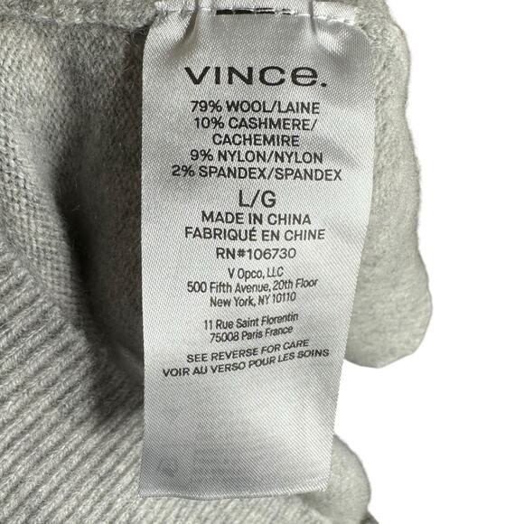 VINCE Gray Wool Blend Cashmere Short Sleeve Crew Neck Knit Sweater Size Large - Picture 6 of 7